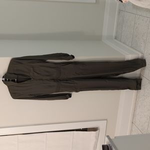 Olive green satin jumpsuit/Costume